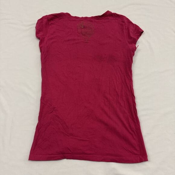 Vtg Y2K Women’s Ecko Hot Pink Babydoll Top Fitted Tattoo Grunge McBling Large - Picture 10 of 12